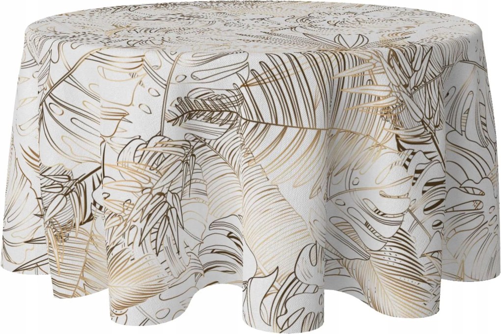 Abrosz Kerek Dekorációs Asztalra 140 CM Foltálló Kör Levél Minta 099