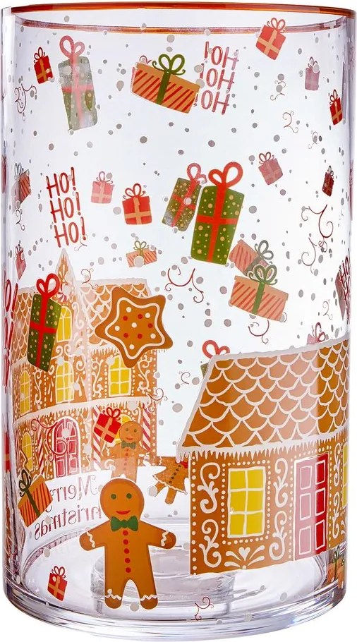 CHRISTMAS DELIGHT üveg szélfogó 30 cm , házikó