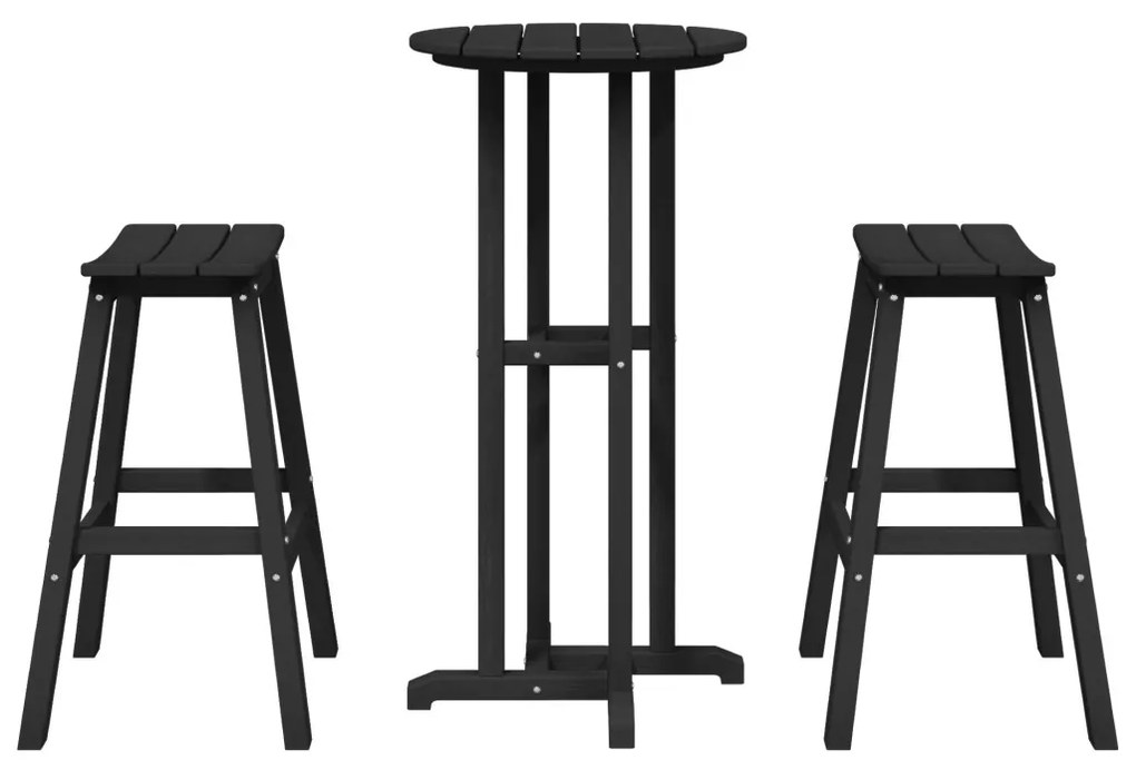 3 részes kert bár szett fekete HDPE