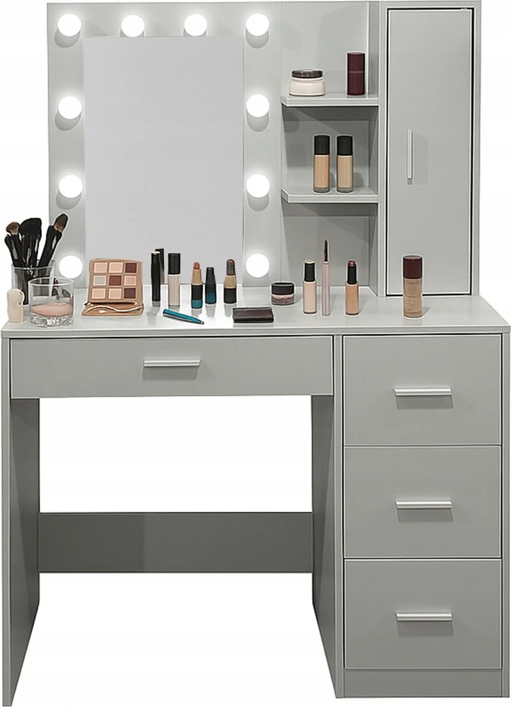Aga Fésülködőasztal tükörrel és világítással Szürke