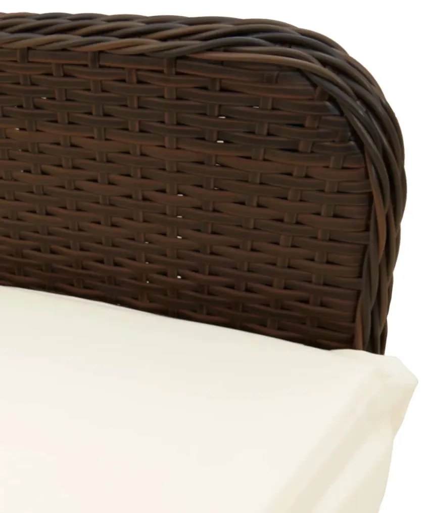 5 részes barna polyrattan kerti bisztrógarnitúra párnákkal