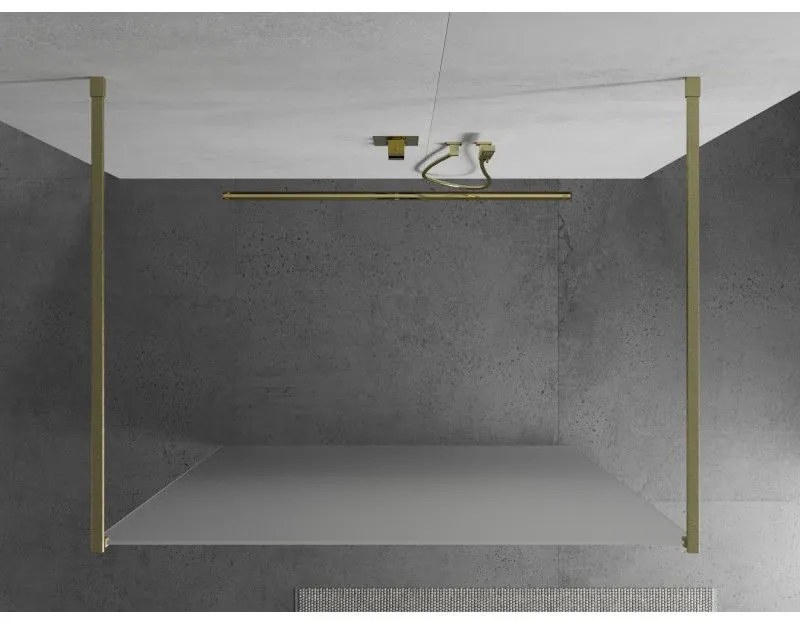 Mexen Kioto, Walk-In zuhany paraván 140 x 200 cm, 8 mm-es matt üveg, arany matt profil, 800-140-002-55-30