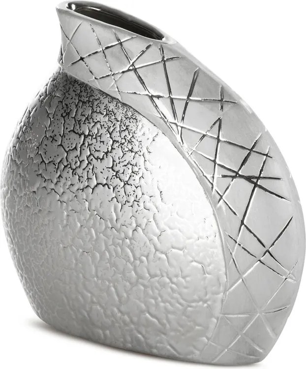 Dekorációs váza 20X8X19 ezüst agyagból és strukturált textúrával