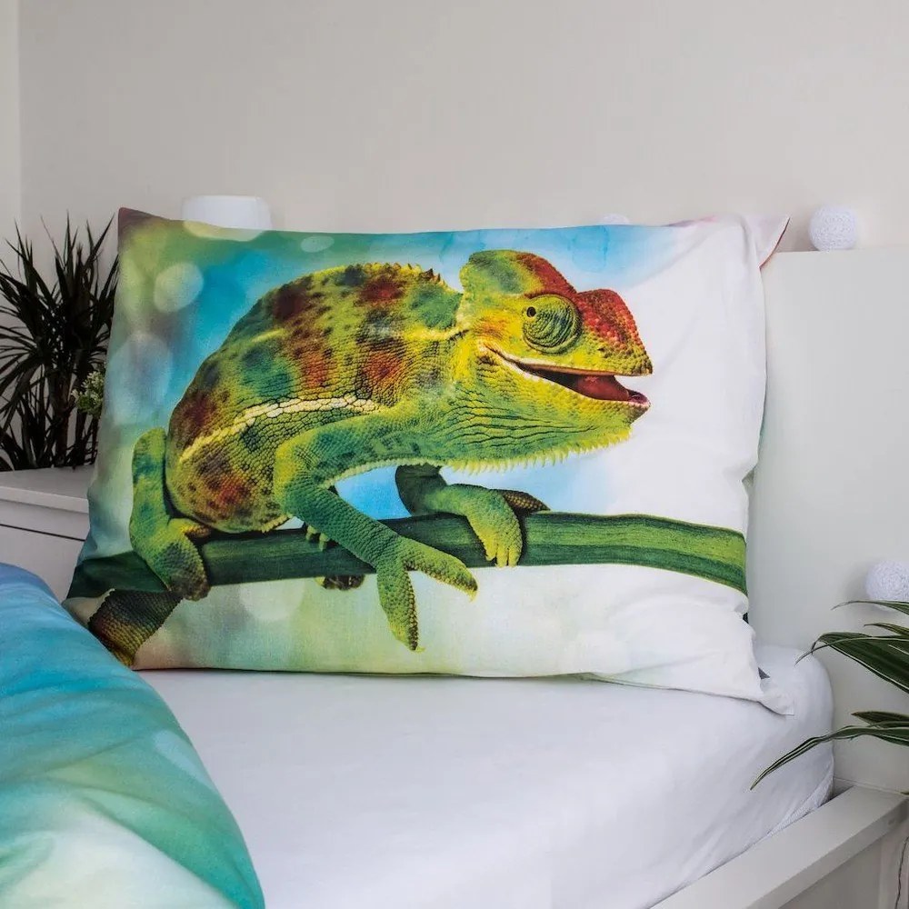 Zöld egyszemélyes pamut gyerek ágyneműhuzat világító hatással 140x200 cm Chameleon – Jerry Fabrics