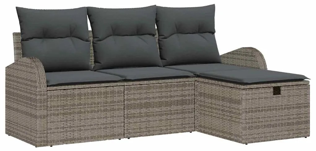 Kerti Kanapé Szett 4 pcs Szürke 179 x 117 x 85 cm Poli rattan