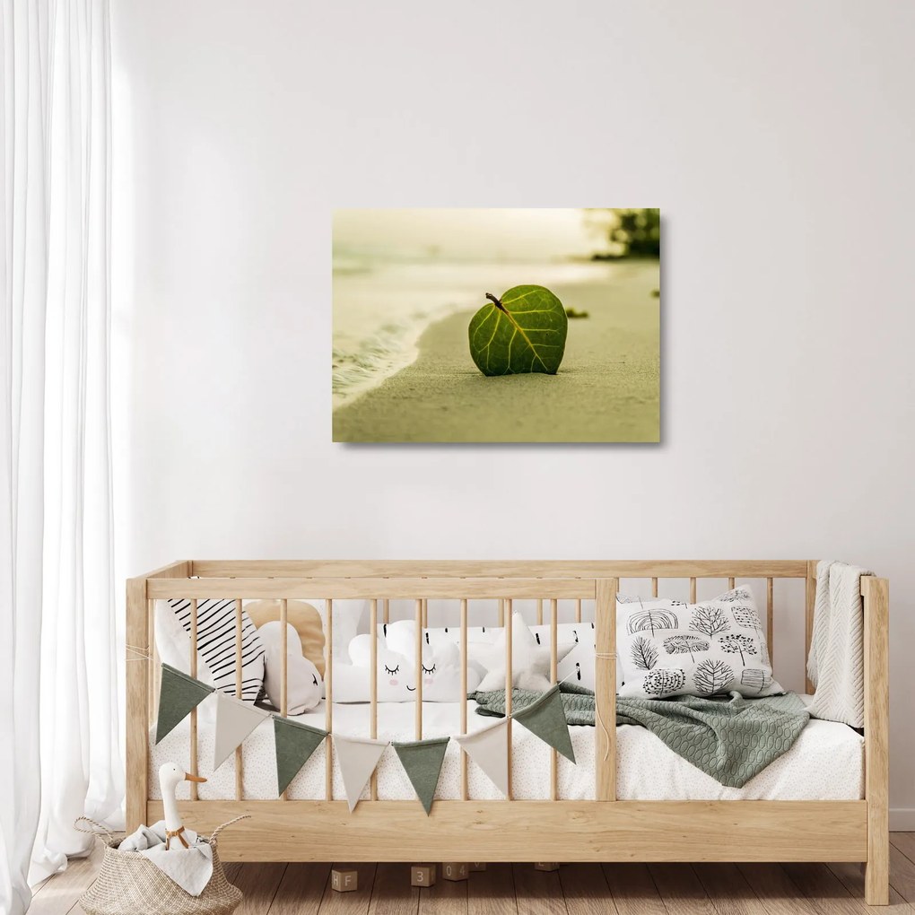 Kép egy levél a homokban (üvegen) (70x50 cm)