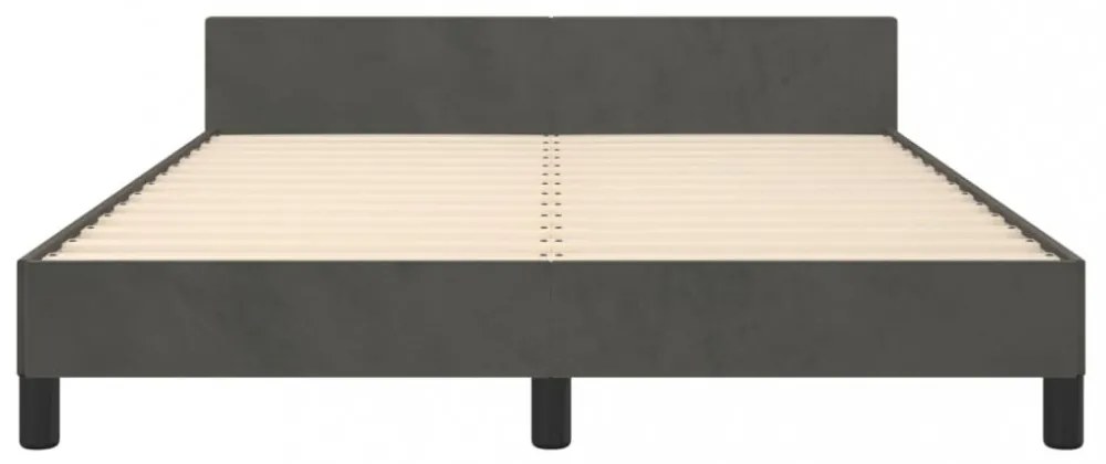 sötétszürke bársony ágykeret matrac nélkül 140x200 cm