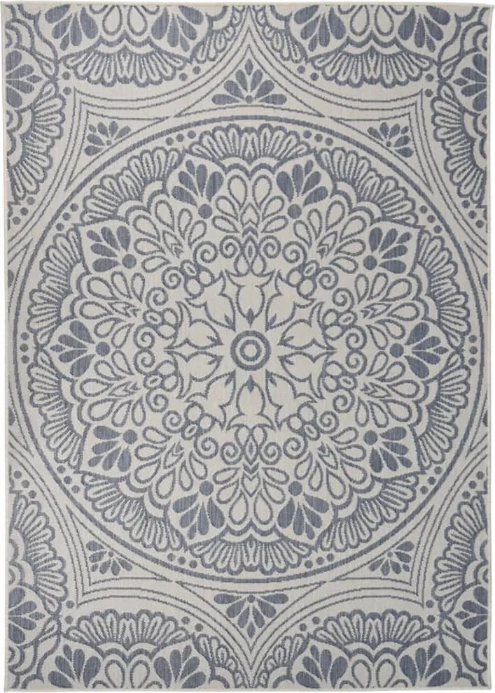 vidaXL kék mintás lapos szövésű kültéri szőnyeg 140 x 200 cm