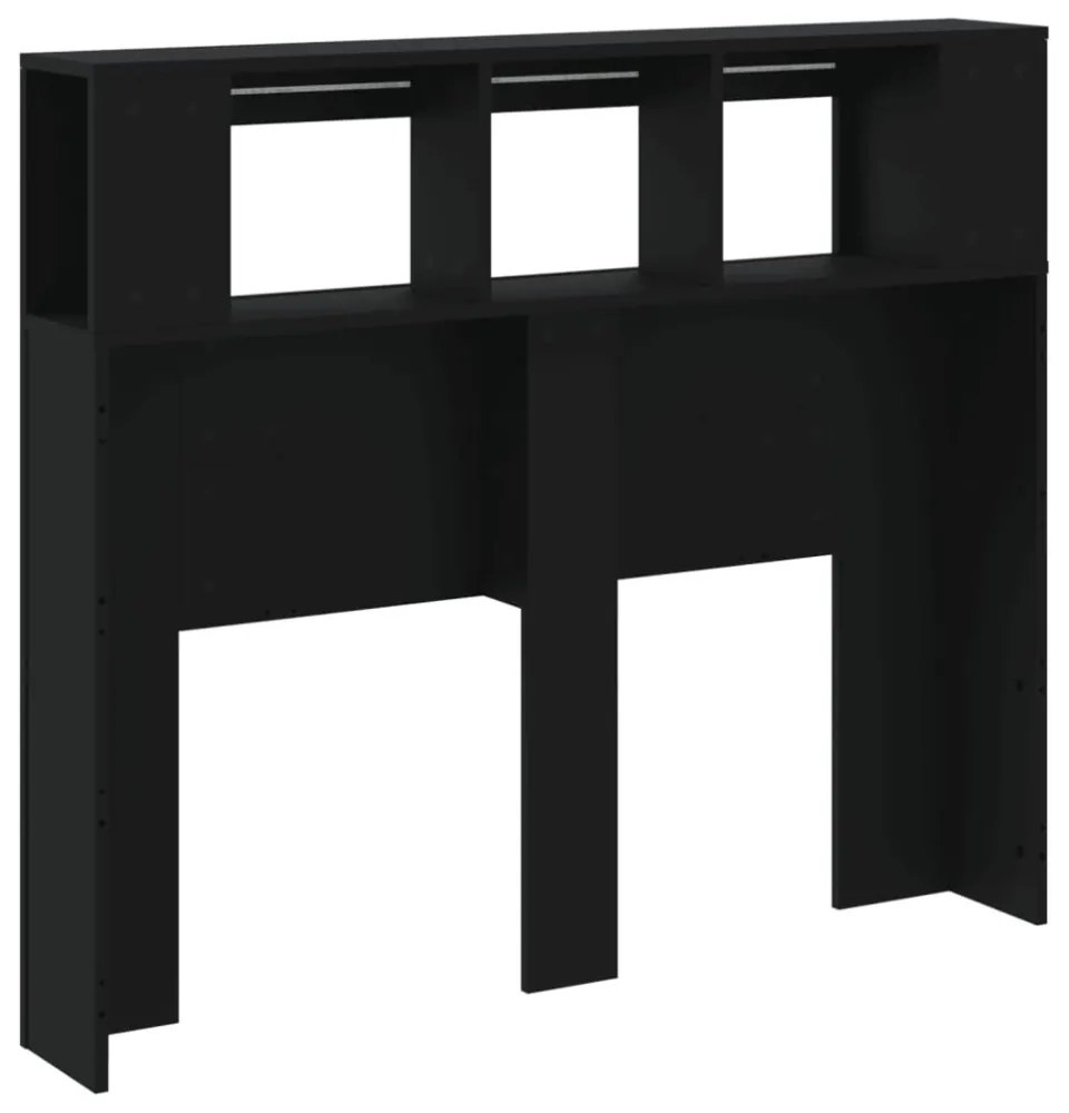 fekete szerelt fa LED-es fejtámla 120x18,5x103,5 cm