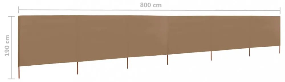tópszínű szövet 6-paneles szélfogó 800 x 160 cm