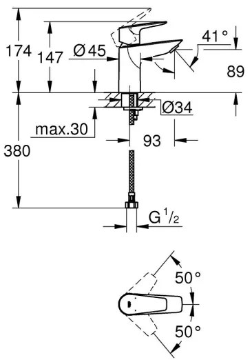 GROHE 32858001 - BAUEDGE 147 mm mosdócsaptelep, fényes króm