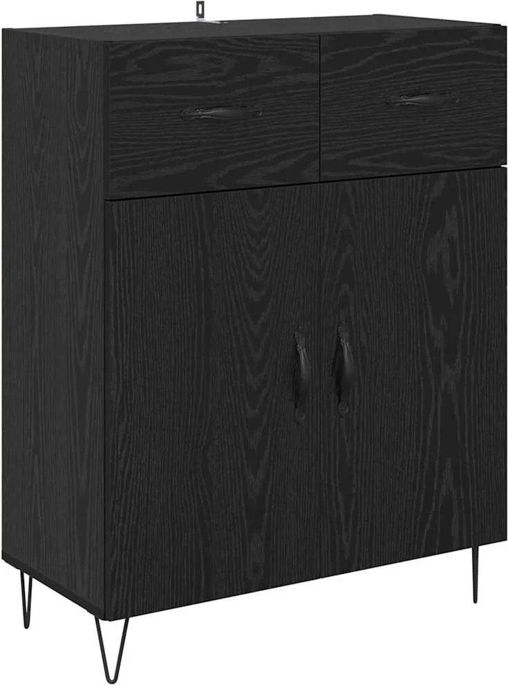vidaXL Széf fiókkal Fekete tölgy 69,5 x 34 x 90 cm Faanyag