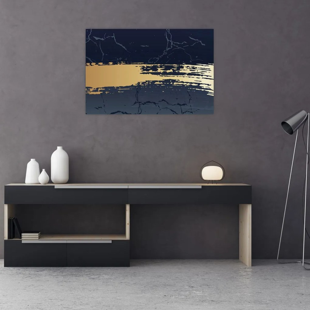 Kép - Kék és arany absztrakció N⁰2 (90x60 cm)
