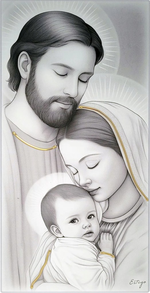 Fára festett Szent Család kép 24.2x47.5 cm Cikkszám: ES05193801D