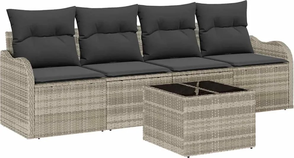 vidaXL Kerti Kanapé Szett párnával 5 pcs Világosszürke és Sötétszürke