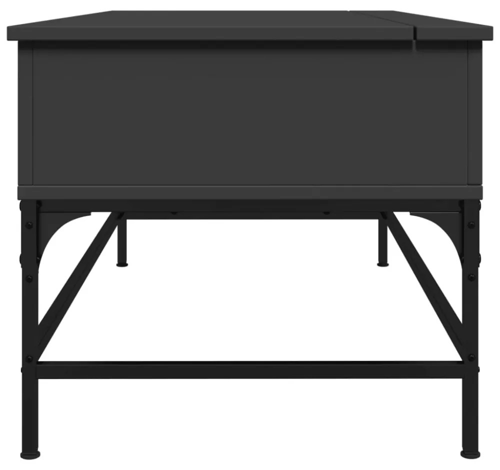 fekete szerelt fa és fém dohányzóasztal 100 x 50 x 45 cm
