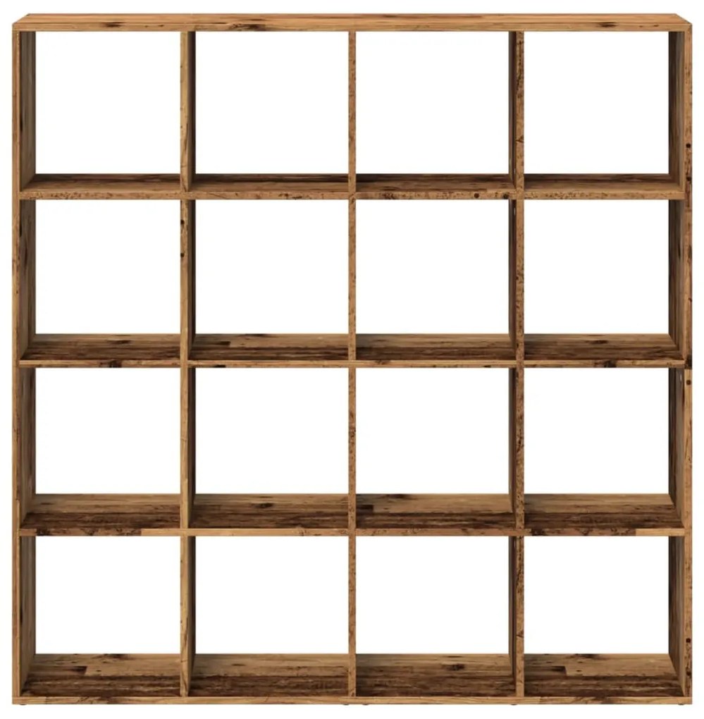 antik fa színű szerelt fa könyvszekrény 137,5 x 29 x 137,5 cm