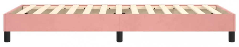 rózsaszín bársony rugós ágykeret 90x200 cm