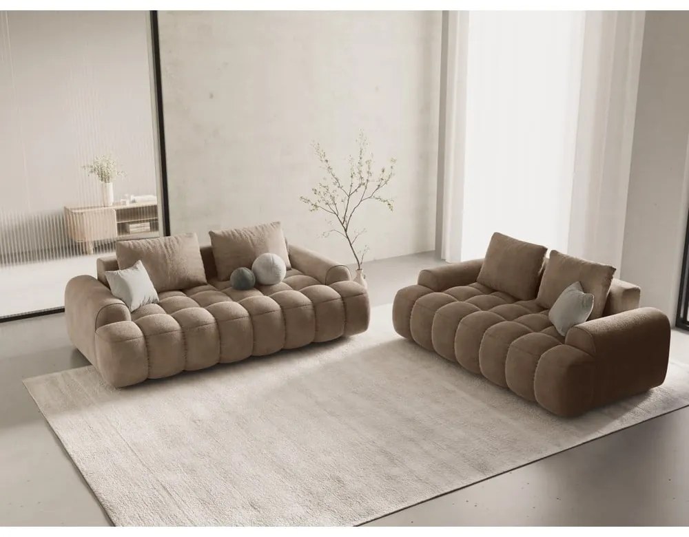 Világosbarna bársony kanapé 175 cm Linz – Cosmopolitan Design