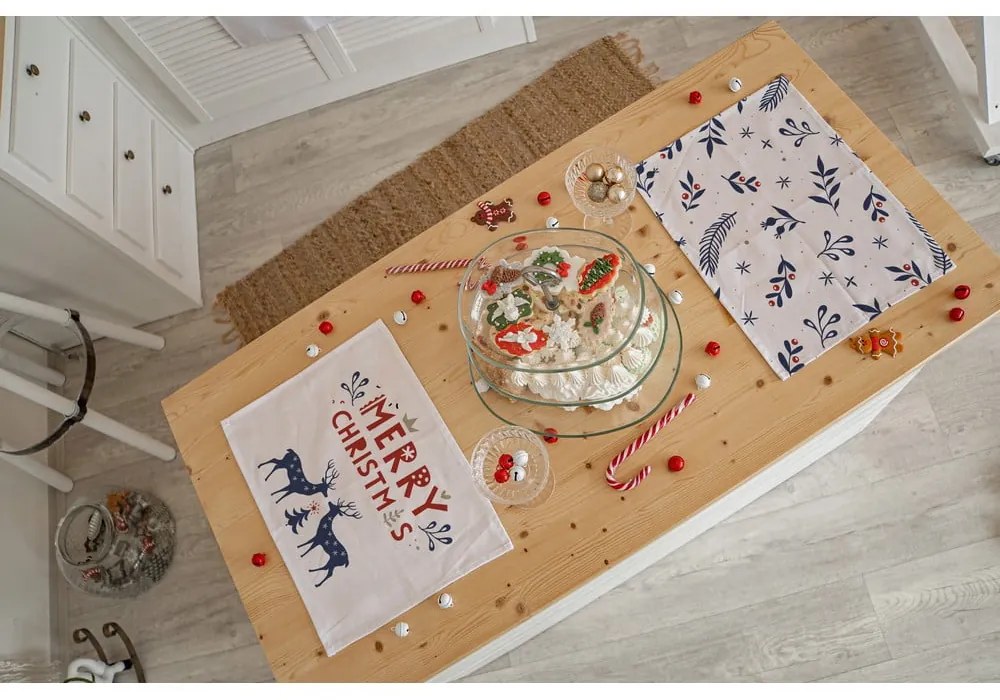 Karácsonyi szövet tányéralátét szett 2 db-os 45x35 cm Merry Blue Christmas - Butter Kings