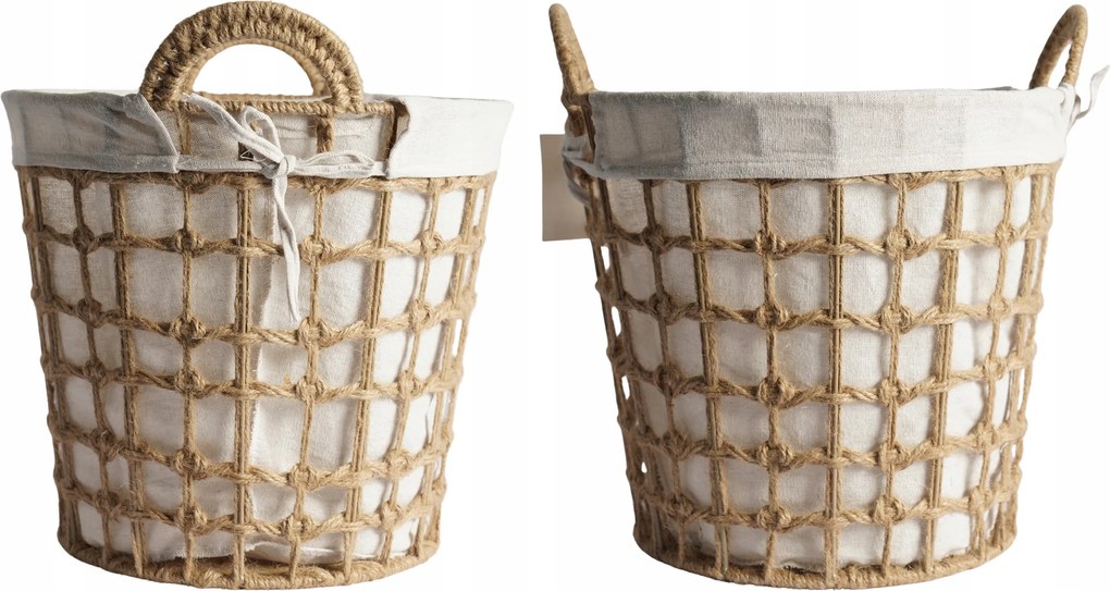 Szennyestartó Kosár 28L Kivehető Betét Fonott Kötél Fürdőszoba Rendszerező Divatos