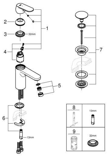 GROHE 23928000 - Mosdócsaptelep DN 15, M méret, fényes króm