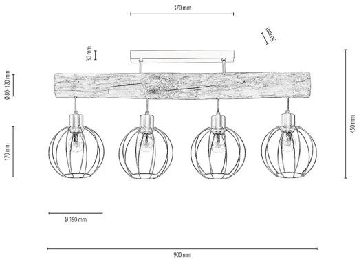 Spot-Light DO6977404 - Felületre szerelhető csillár  BERIS 4xE27/25W/230V fenyő