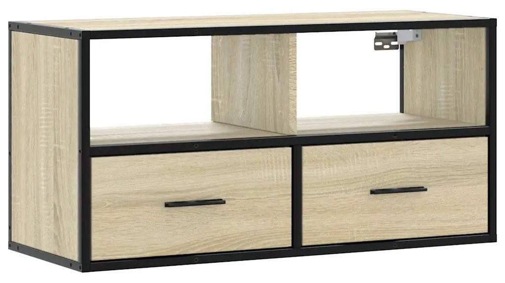 sonoma tölgy színű szerelt fa és fém TV-szekrény 80x31x39,5 cm