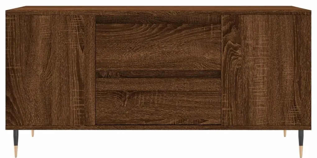 Barna tölgyszínű szerelt fa dohányzóasztal 102 x 44,5 x 50 cm