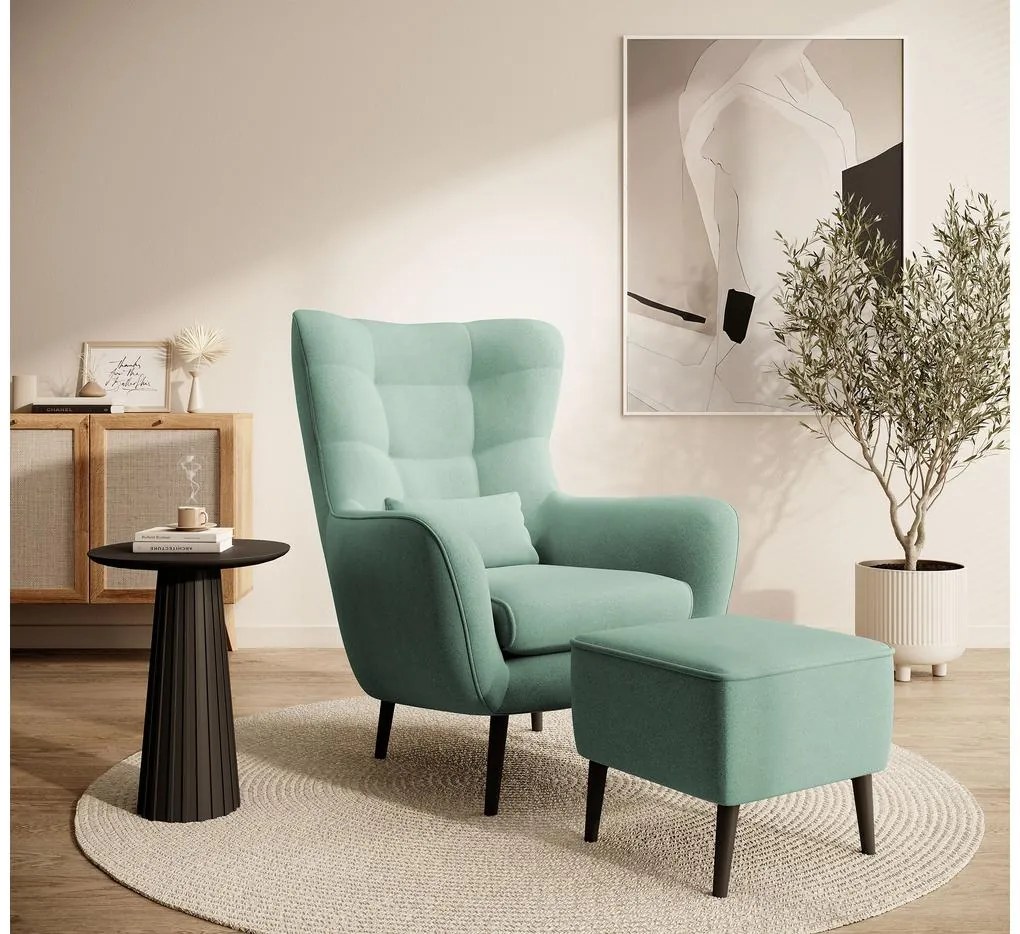 Fotel lábtartóval Veneza VZ1 (menta + fekete). Akció -15%. 1098943