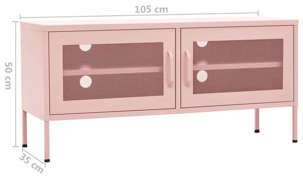rózsaszín acél TV-szekrény 105 x 35 x 50 cm