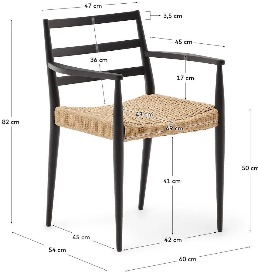 Fekete-natúr színű tölgyfa étkezőszék szett 2 db-os Analy – Kave Home