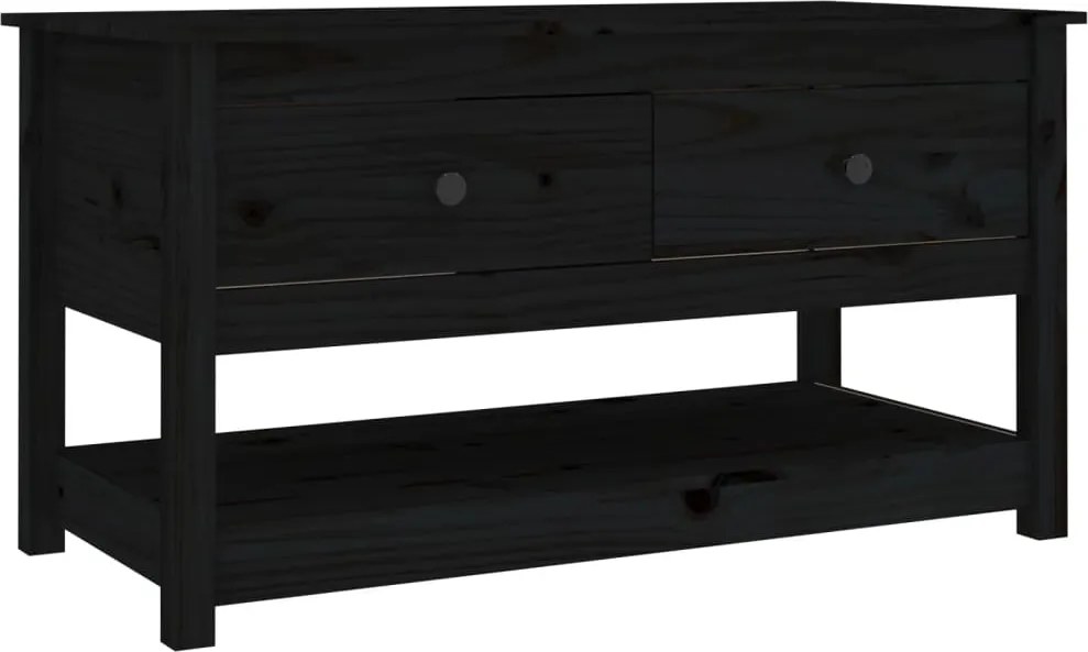 vidaXL fekete tömör fenyőfa dohányzóasztal 102 x 49 x 55 cm