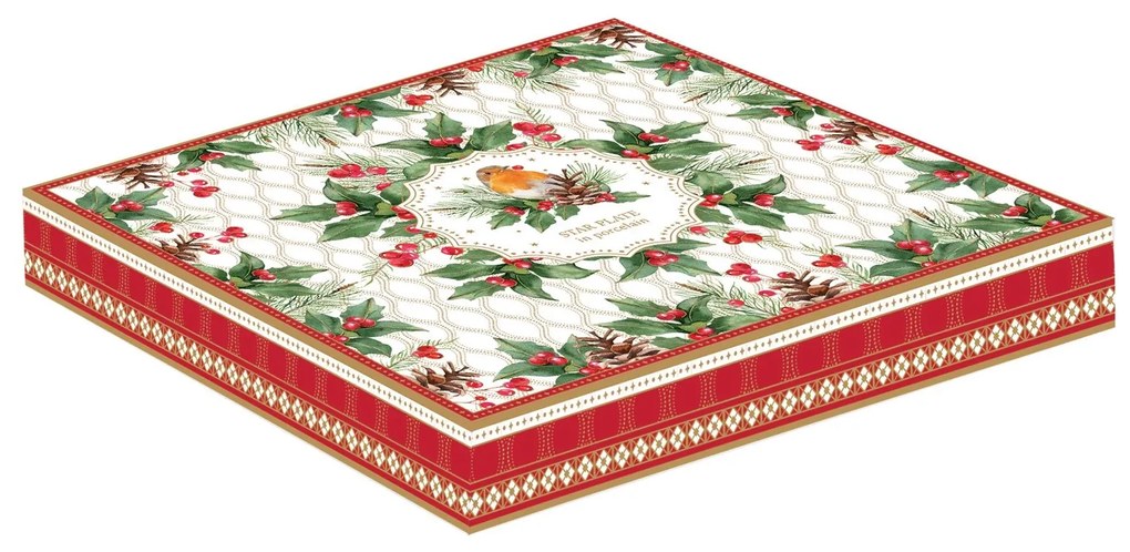 Karácsonyi porcelán kínáló csillag tálca Christmas Berries