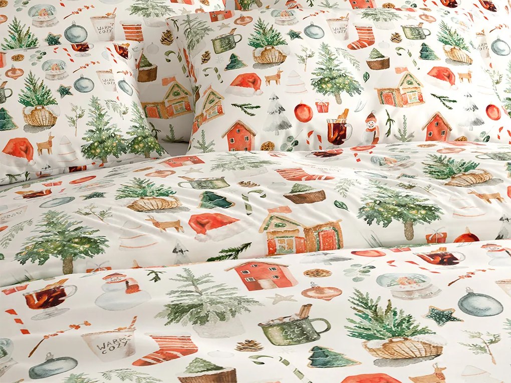 Mikroflanel ágyneműhuzat FESTIVE MAGIC fehér Ágyneműhuzat mérete: 70 x 90 cm | 140 x 200 cm