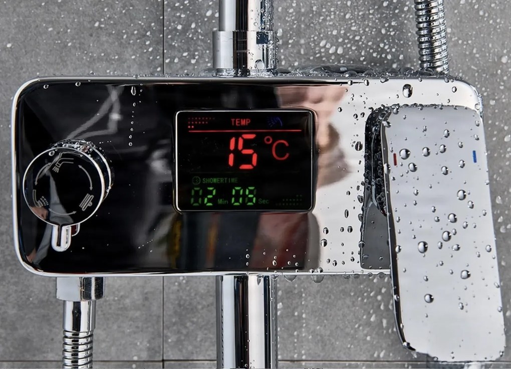 Zuhanypanel EYN NTD0341 falon kívüli kivitelben, LED-kijelzővel, többféle színváltozatban