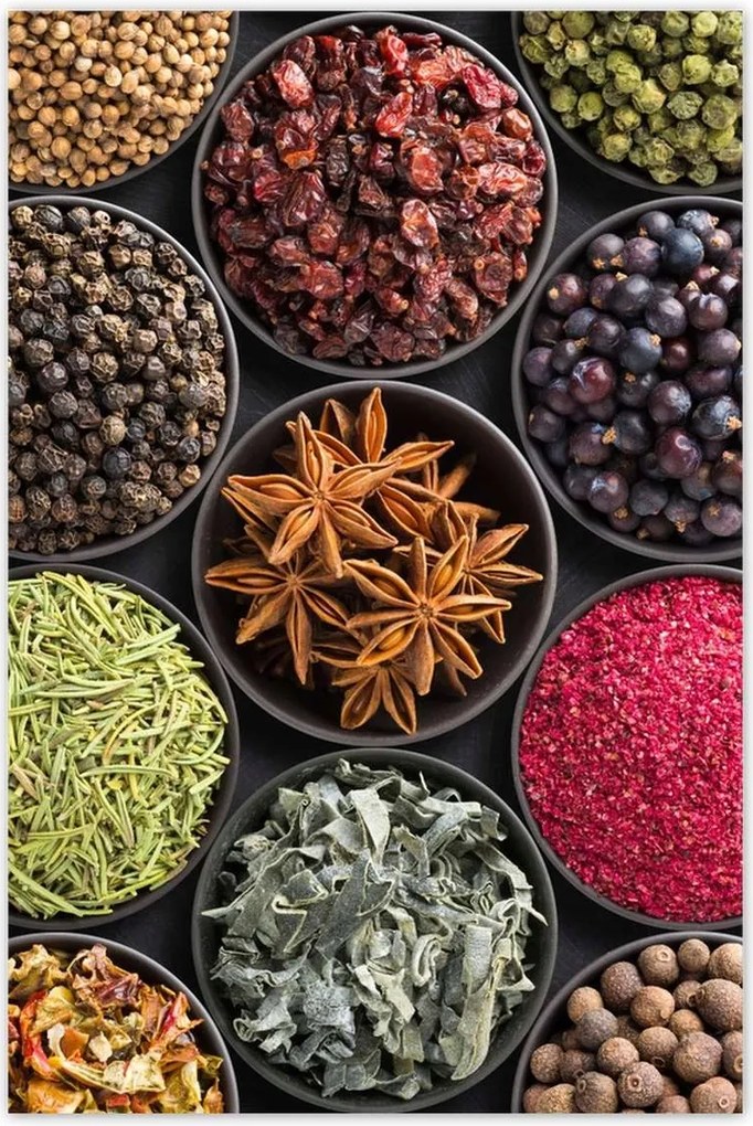 Poszterek 80x120 Fűszertartó tálak gyógynövények