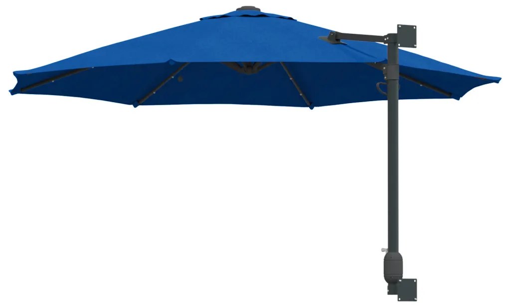 Falra szerelhető kerti napernyő LED-del Azúrkék 248 cm