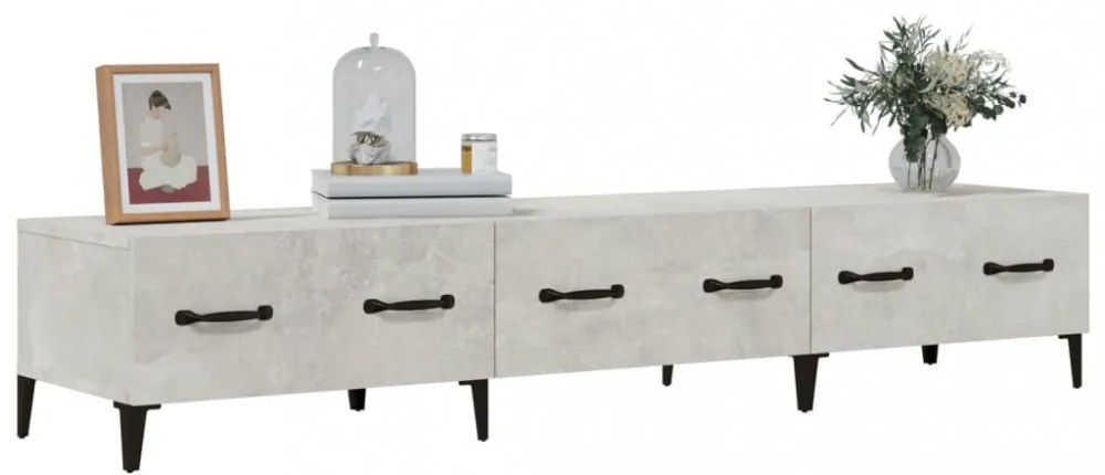 betonszürke szerelt fa TV-szekrény 150 x 34,5 x 30 cm
