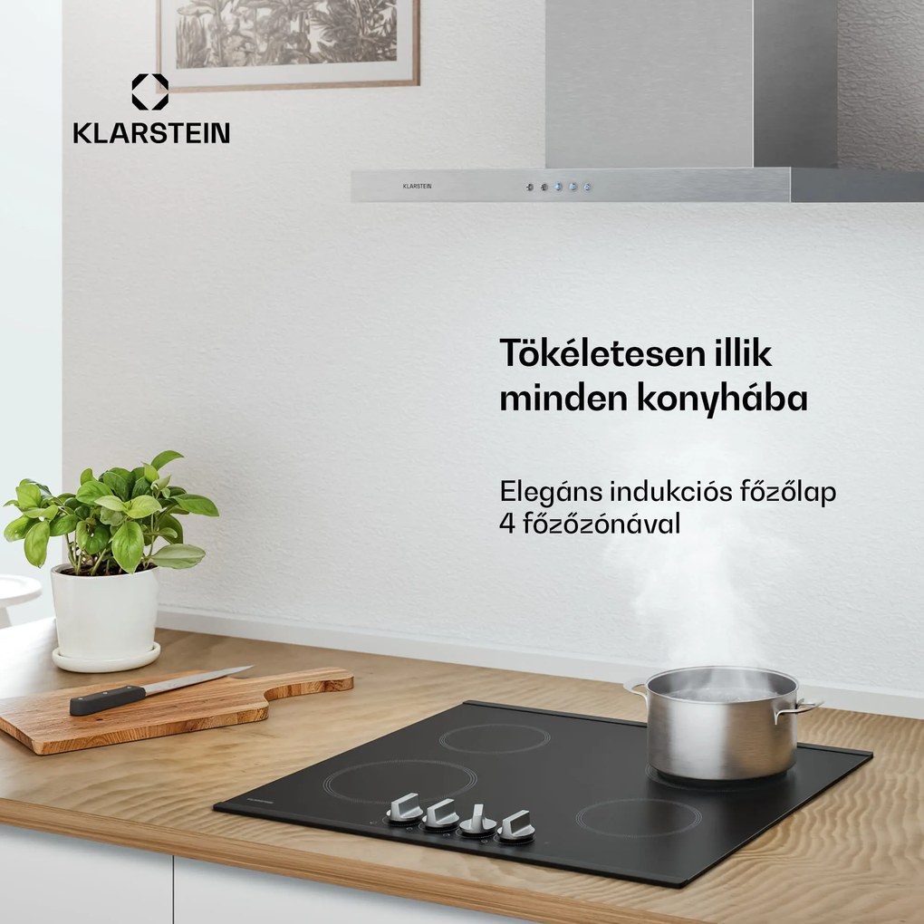 Klarstein Kochheld indukciós főzőlap | Elegáns és erőteljes | 4 főzőzóna | 7200 W | 60 cm