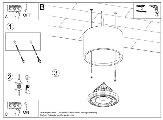 Sollux SL.0913 - Mennyezeti lámpa BASIC AR111 1xGU10/40W/230V bükkfa