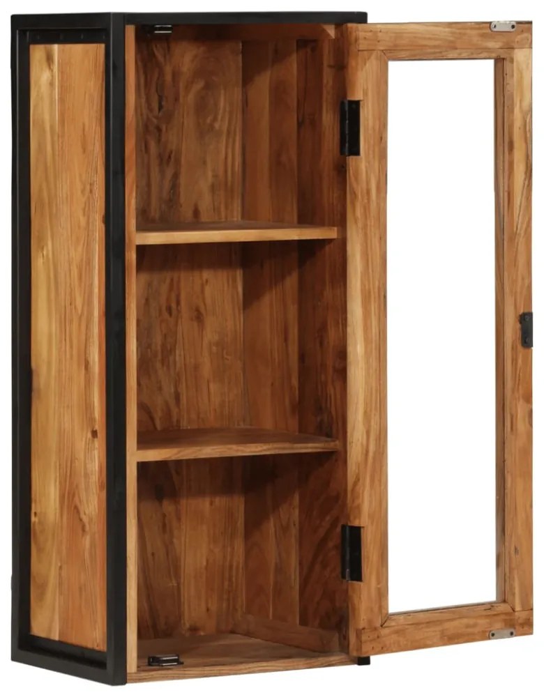 tömör akácfa és vas fürdőszobai fali szekrény 40 x 30 x 90 cm