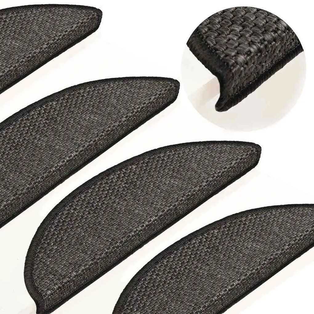15 db szizál hatású antracitszürke lépcsőszőnyeg 56x17x3 cm