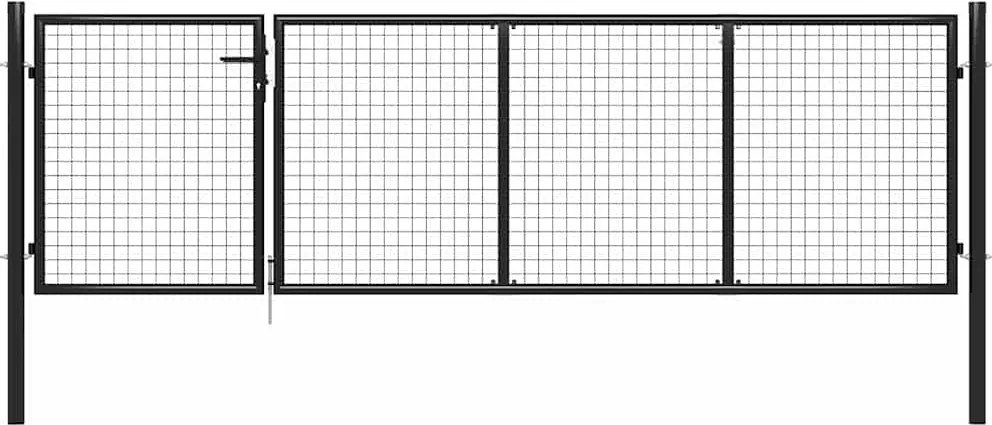 vidaXL antracit színű acél kerti kapu 350 x 75 cm
