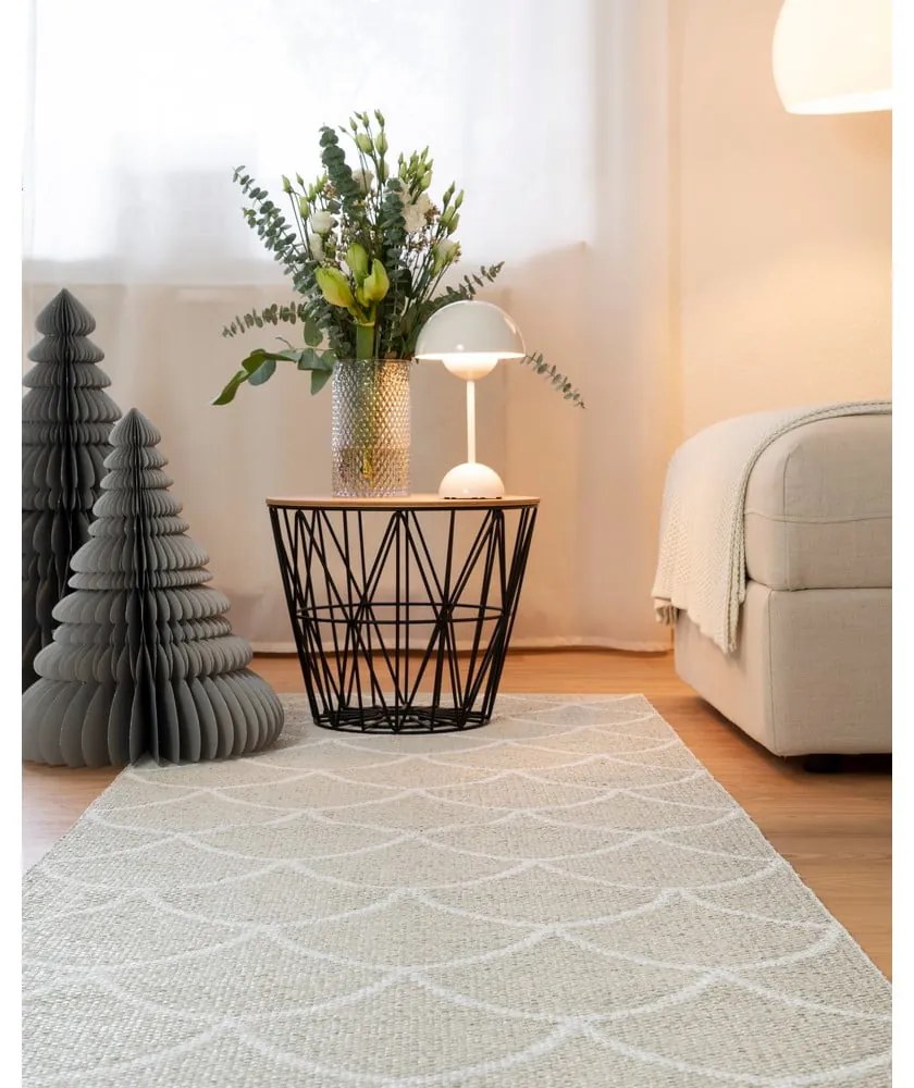 Krémszínű kültéri-beltéri szőnyeg 70x50 cm Kotte Linen – Pappelina