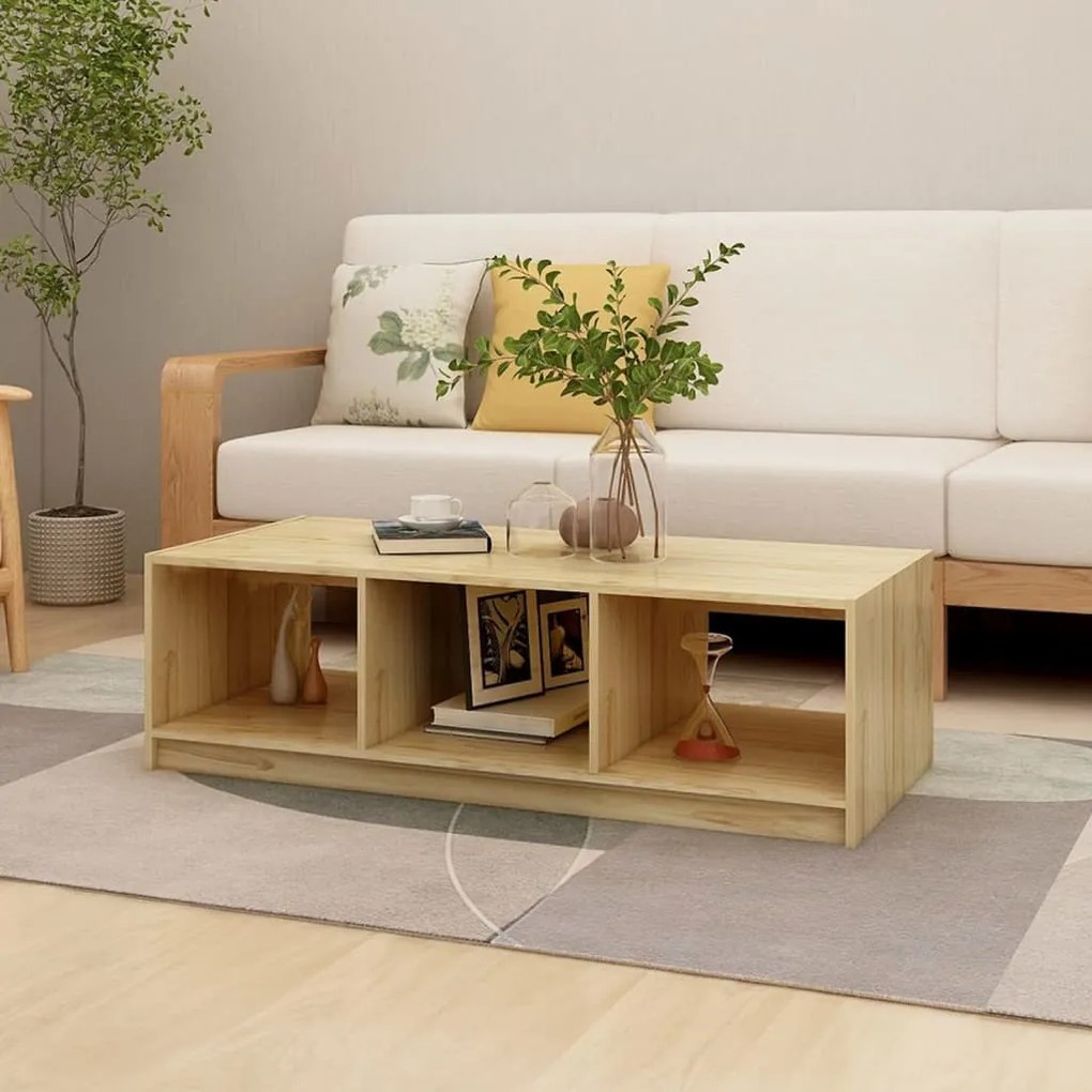 Tömör fenyőfa dohányzóasztal 110 x 50 x 34 cm