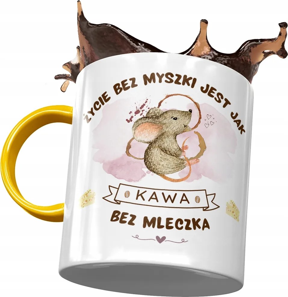 Sárga bögre egérrel Aranyos Ajándék Nyomtatott Fotóval