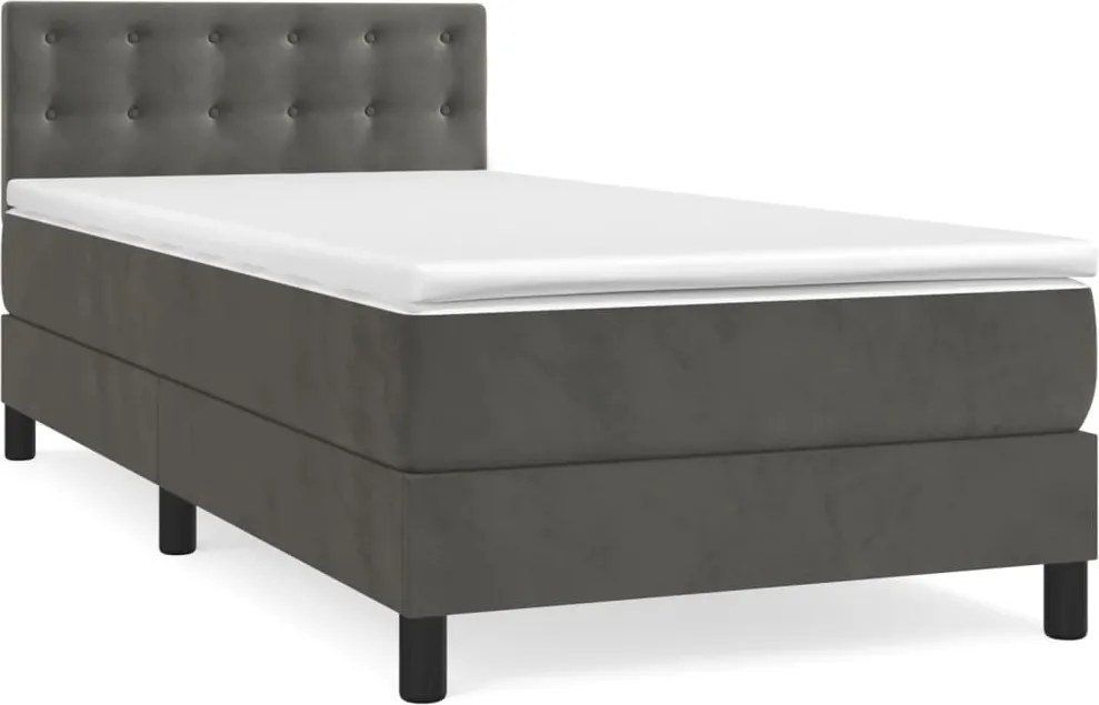 vidaXL sötétszürke bársony rugós ágy matraccal 100 x 200 cm