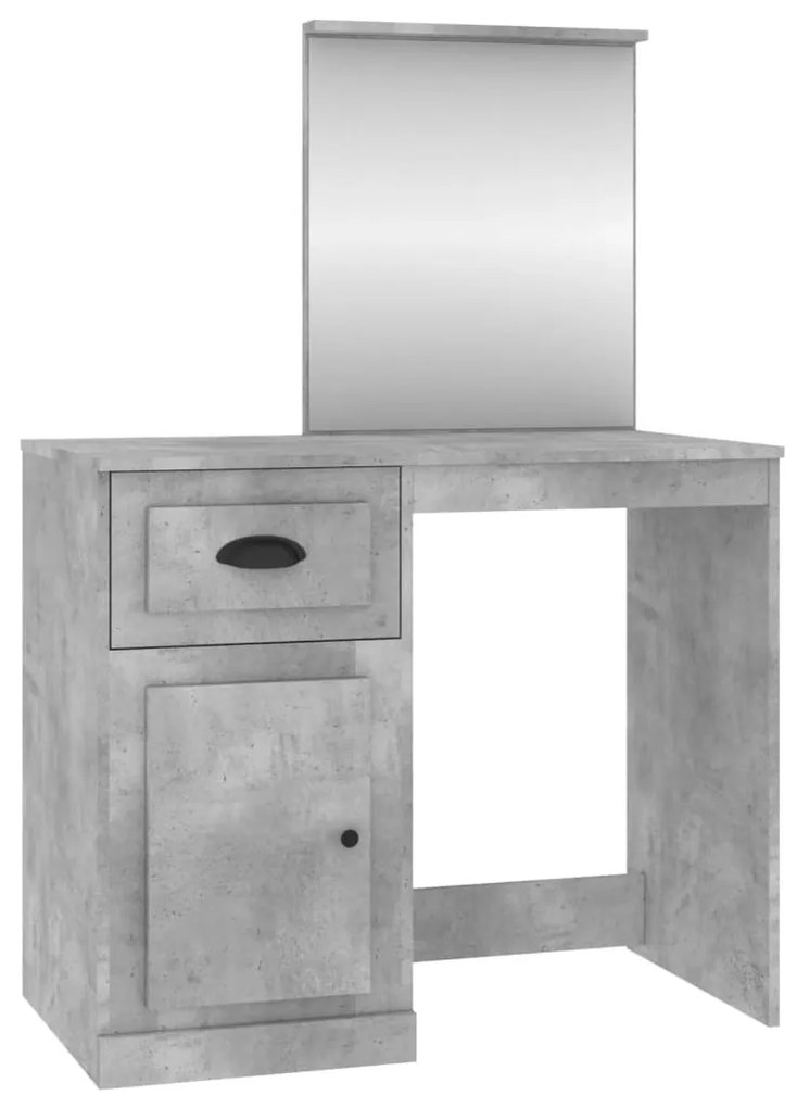 betonszürke szerelt fa fésülködő asztal tükörrel 90x50x132,5 cm