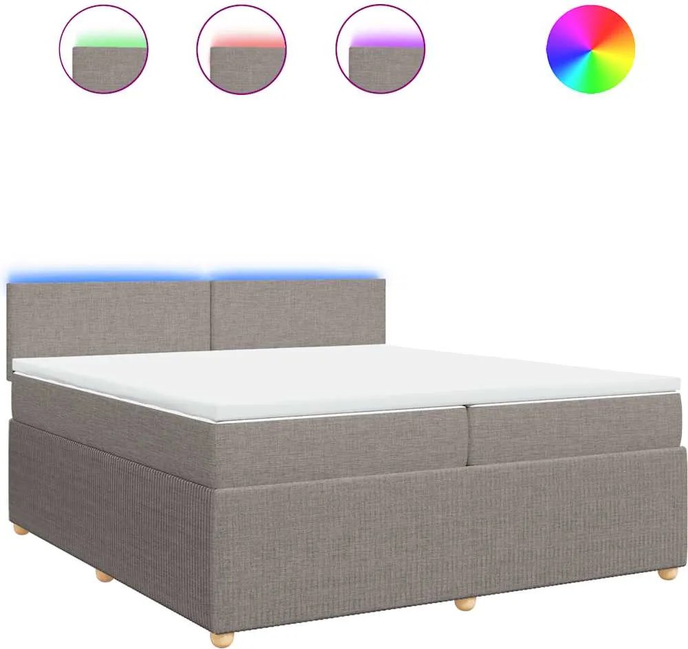 vidaXL tópszínű szövet rugós ágy matraccal 200 x 200 cm